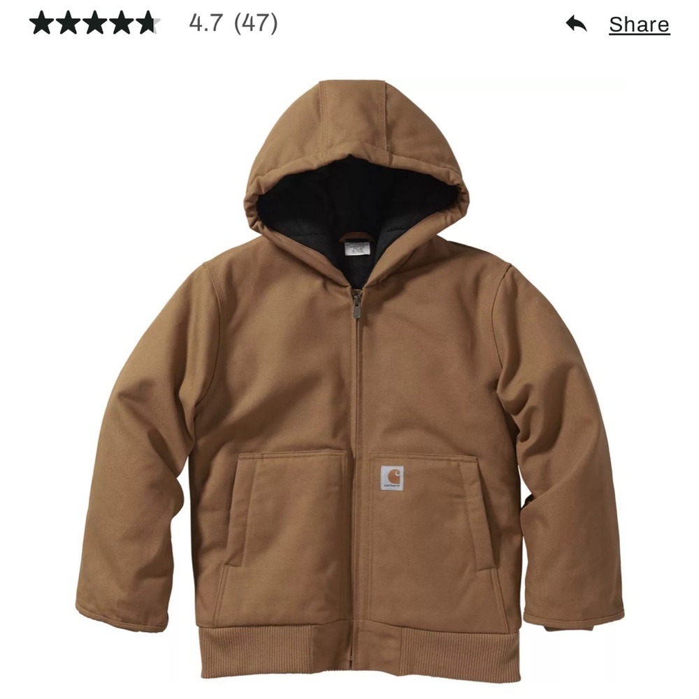 Carhartt Boys' Canvas Insulated Hooded Active Jacket